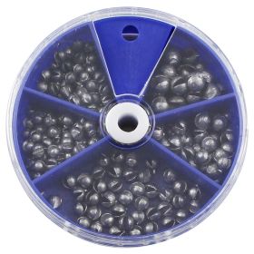 205pcs Premium Lead Fishing Sinkers with Convenient Storage Box - 5 Round Sizes for Accurate Casting and Deep Water Fishing