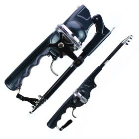 Foldable fishing rod portable pocket throwing rod (Color: Black)